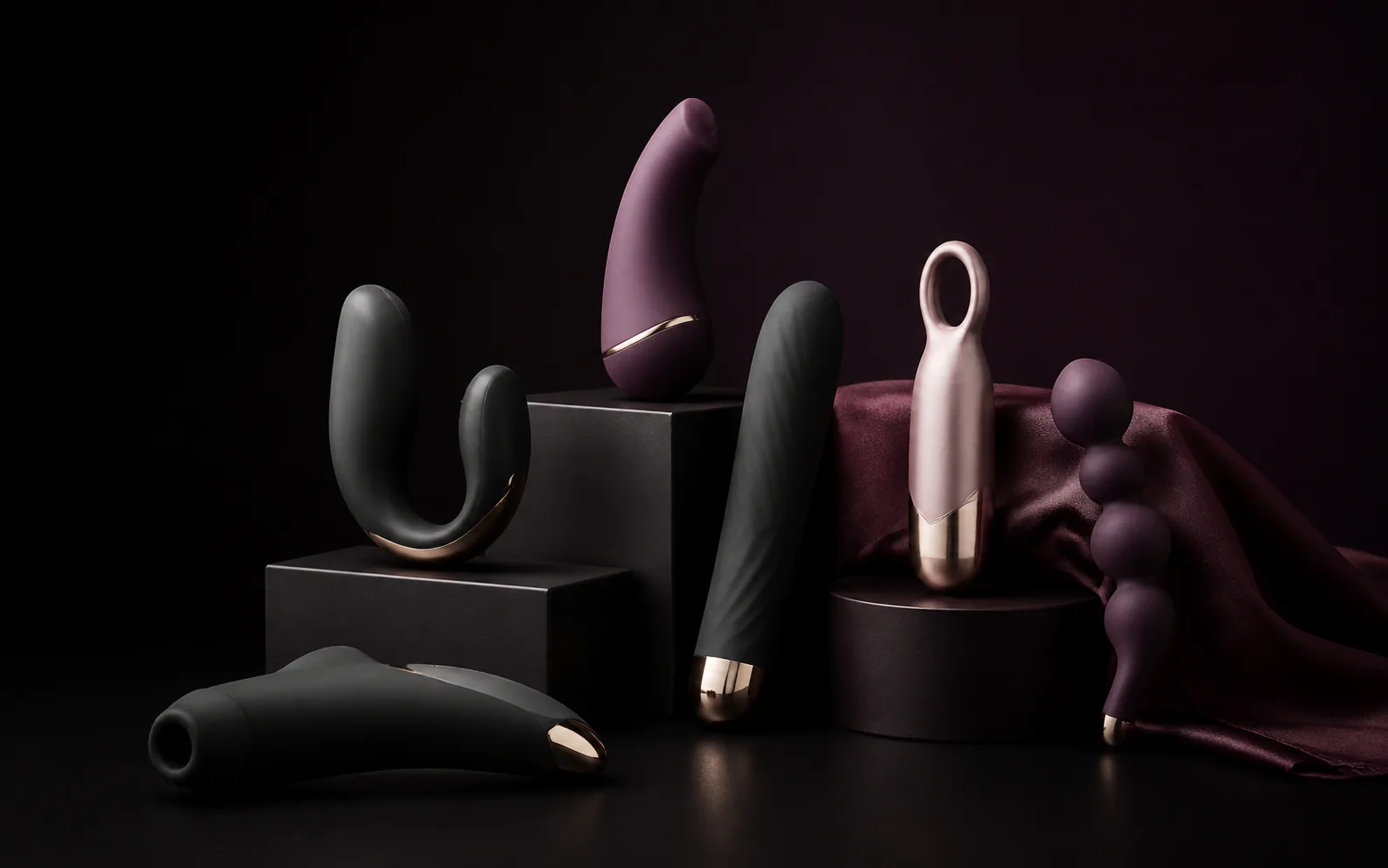 LuxoVibe premium wellness product collection in studio photography