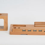 LUXOVIBE™  Bamboo, wood andMobile applewatch bracket charging wooden bracket multi-function flat cell phone base
