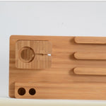 LUXOVIBE™  Bamboo, wood andMobile applewatch bracket charging wooden bracket multi-function flat cell phone base
